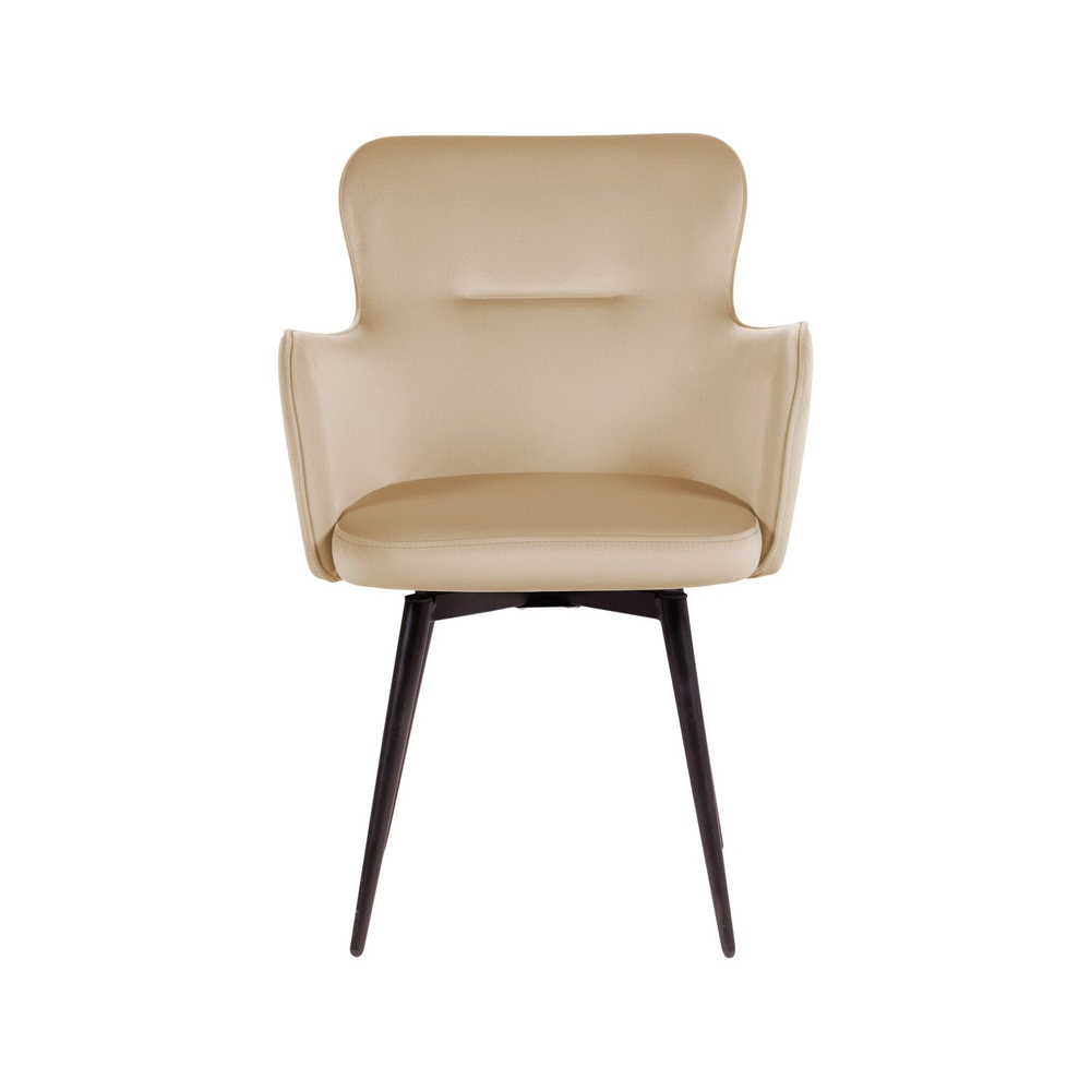 Стул c подлокотниками King, поворотный на 360 градусов, бархат бежевый 05