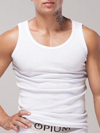 Уютная мужская майка в мелкий рубчик (Размер: XXL) (Цвет: белый)