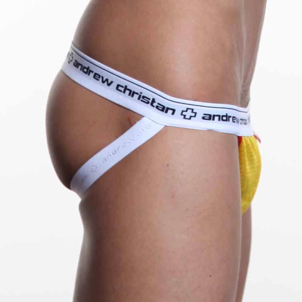 Мужские трусы джоки желтые с белой резинкой Andrew Christian AC00082