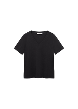 Хлопковая футболка с V-образной горловиной