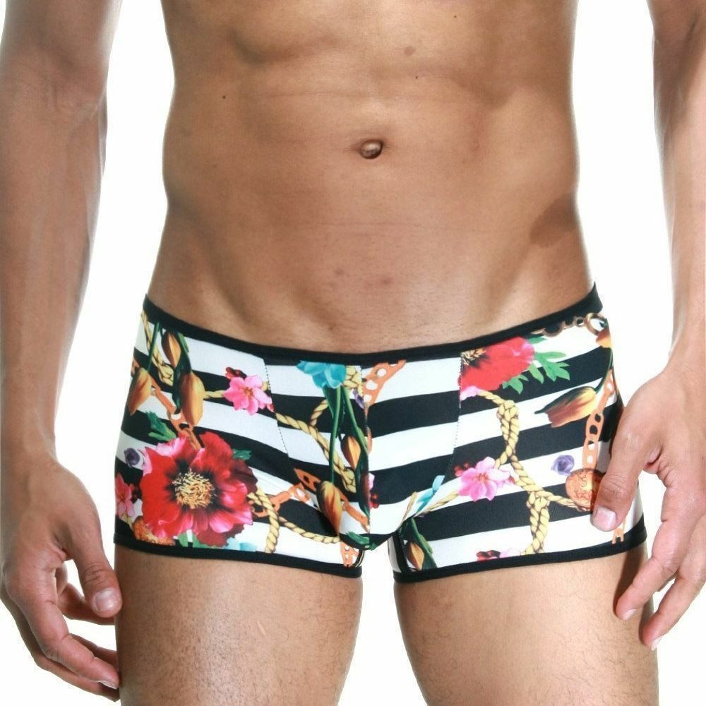 Мужские трусы хипсы черно-белые с цветочным принтом Cosmos ColorsFR30_BP