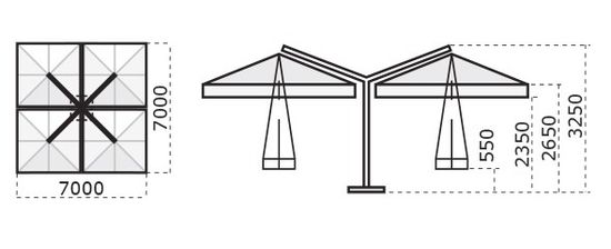 Зонт профессиональный четырехкупольный Wood Poker 7000 Scolaro Италия