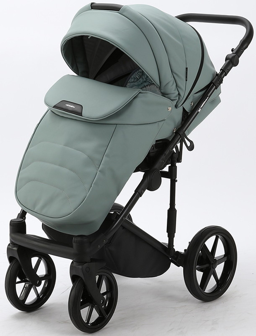 Детская коляска Adamex Zico Deluxe 2 в 1 Z-SA20 СЕР-ЗЕЛЕН.КОЖА