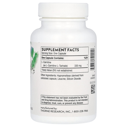 Thorne, L-карнитин, 60 капсул