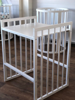 Детская кровать "Соня 02" ОВАЛЬНАЯ 8 в 1 Колесо БЕЛАЯ (75*125)