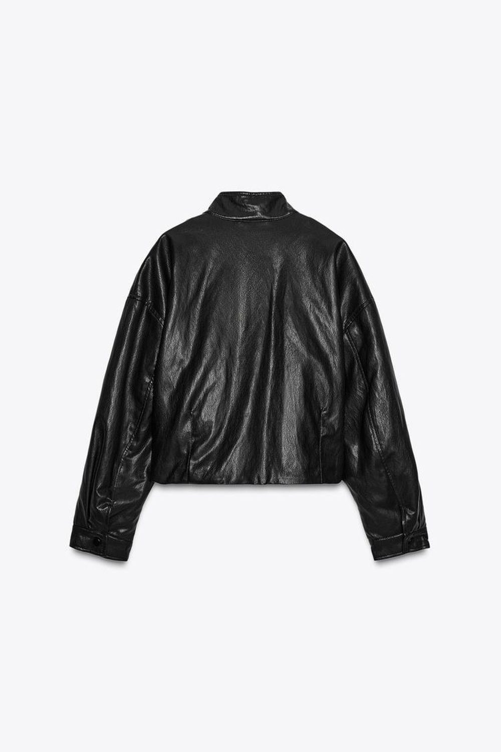 ZARA БОМБЕР ИЗ ИСКУССТВЕННОЙ КОЖИ С ВЫСОКИМ ВОРОТНИКОМ, ЧЕРНЫЙ