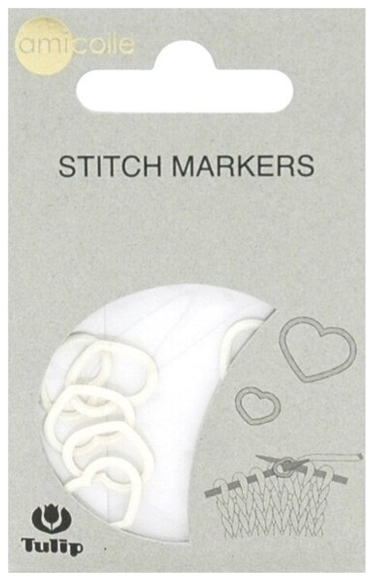 Маркеры для вязания "Amicolle" сердце белое 5*6,5мм, Tulip