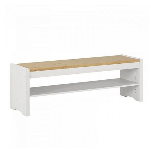 Скамья Бостон 140 с полкой (белый воск/антик), 140x48x40 см