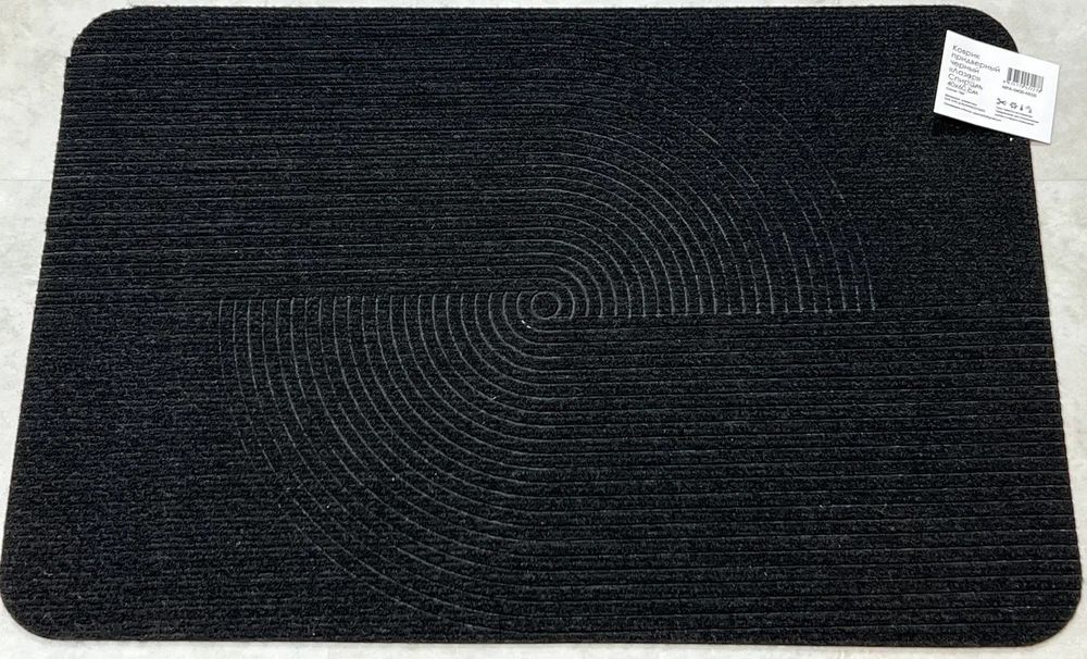 Коврик придверный влаговпитывающий Спираль Лазер без канта черный