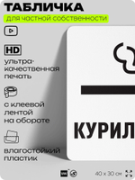 Табличка для частной территории "Курилка", на дом, для участка, для подъезда, организаций и частных территорий, предупреждающая, 40х30 см, Silver Plane x Айдентика Технолоджи