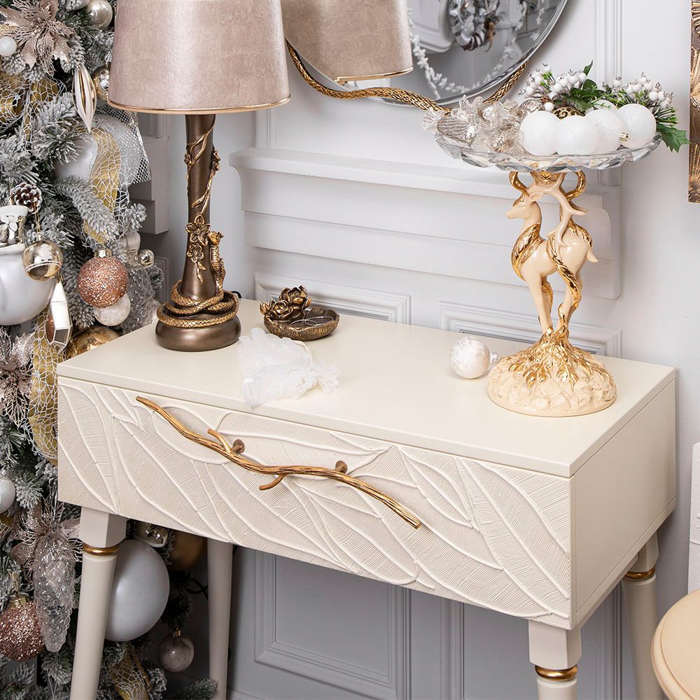 Консоль Арт Колор leaves Классик Голд Кремовый белый