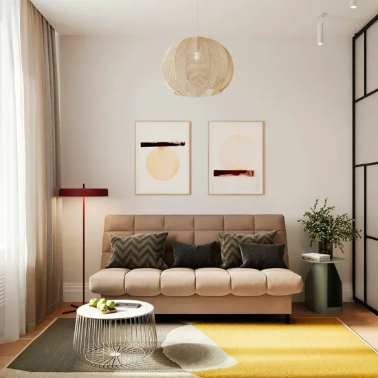 ЮТА Диван прямой коричневый, с черными ножками