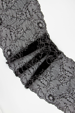 Эластичное кружево черное с белым ширина 21 см