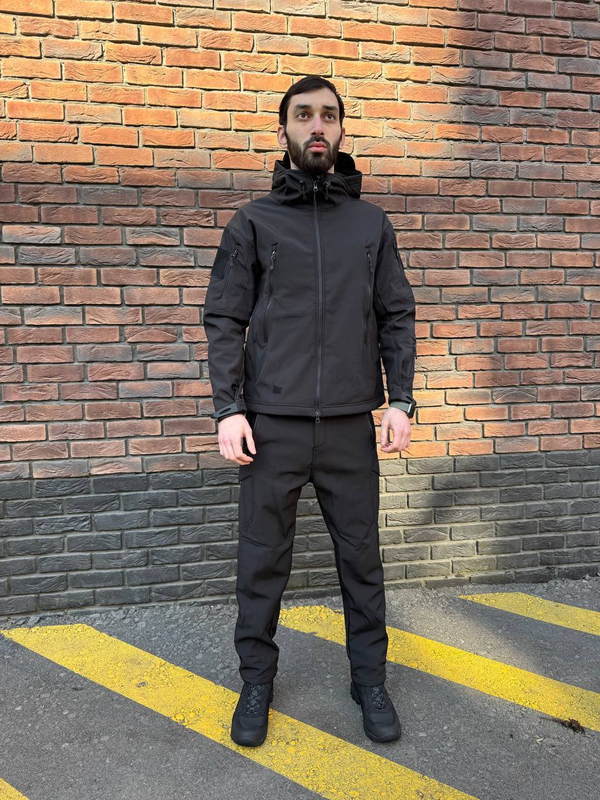 Тактический демисезонный костюм / softshell / чёрный
