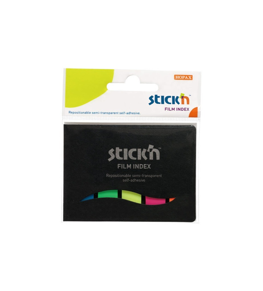 Закладки с л/к 12*45 Stick`n пласт. 5 цв.по 25л. в боксе блистере 21076