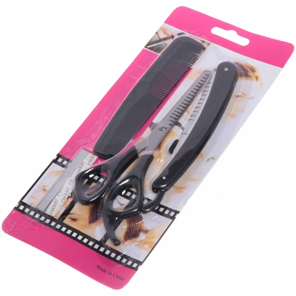 Набор для стрижки волос «Barber», ножницы филировочные, расческа и станок для бритья