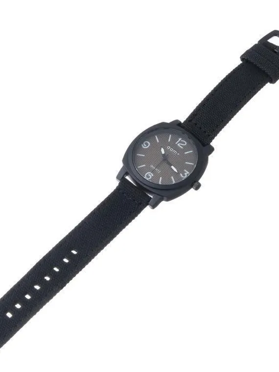 Часы наручные мужские Aam d=4.5 см, ремешок текстиль 25 см, чёрный