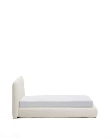 Кровать Martina со съемным чехлом из шенилла цвета экрю 160 x 200