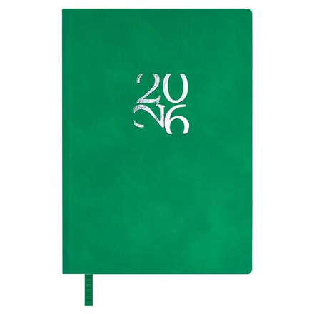Ежедневник дат. 2026г А6 120л., кожзам, мягк.пер. "Бейбискин зеленый" тисн.фольгой, ляссе