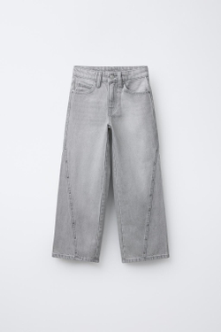 ZARA ДЖИНСЫ WIDE LEG СО ЗВЕЗДАМИ, СЕРЫЙ