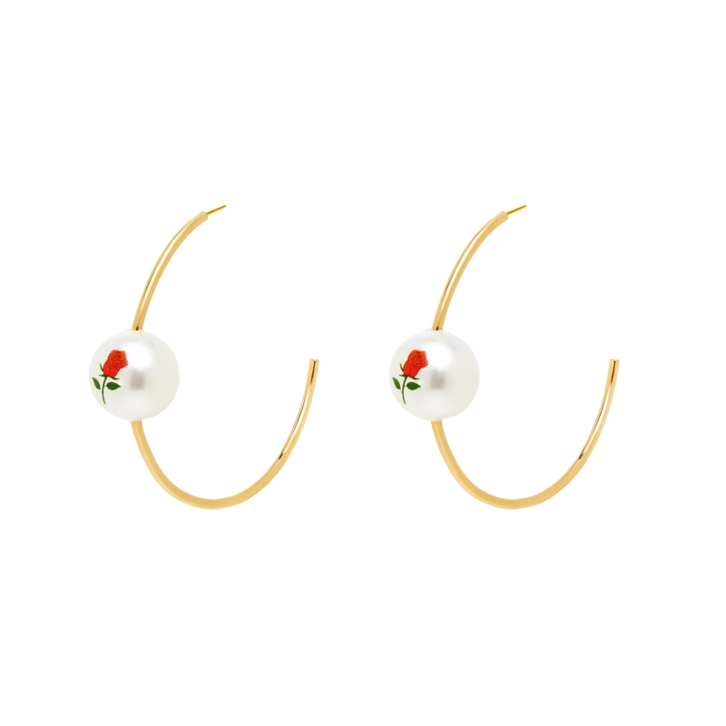 Серьги-кольца Жемчуг и Розы