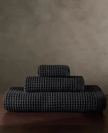 ZARA HOME ВАФЕЛЬНОЕ БАННОЕ ПОЛОТЕНЦЕ, ЧЕРНЫЙ