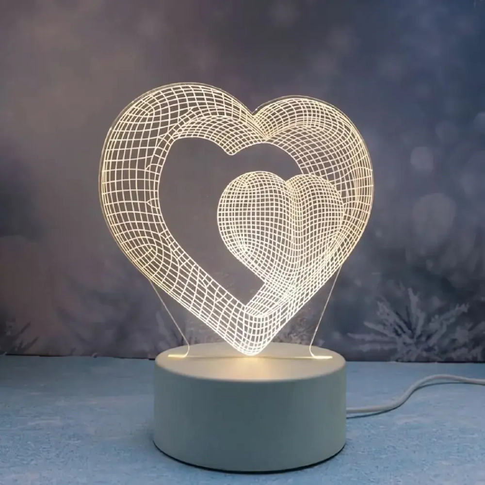 Светильник ночник «3D-Парящая любовь» на пластиковой подставке, с включателем USB