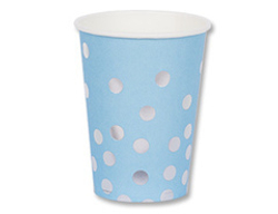 Стакан Горошек серебряный (бумага) 210 мл, 6 шт.