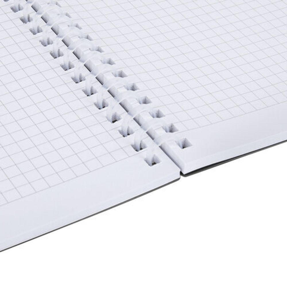 Тетрадь обложка пластик, А5 80 л., гребень мягкий, вырубка для ручки, клетка, BRAUBERG, черный, 405376