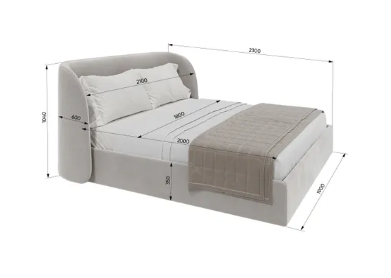 Кровать двуспальная Classic 180 см (молочный, букле)