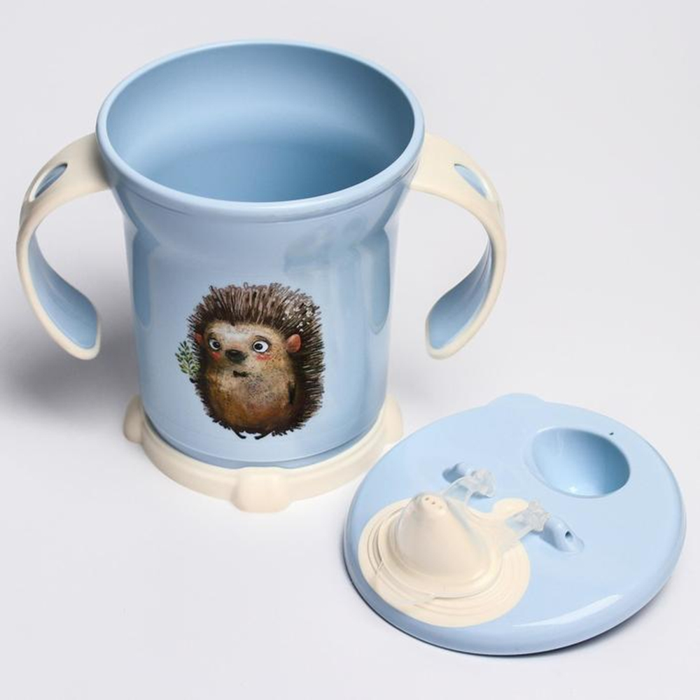 4070350 Поильник с ручками, мягкий носик, 270 мл, цвет светло-голубой