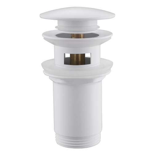 Донный клапан ABBER AF0009W для раковины с переливом, клик-клак, белый