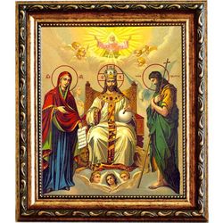 Спаситель на троне с предстоящими. Икона на холсте.