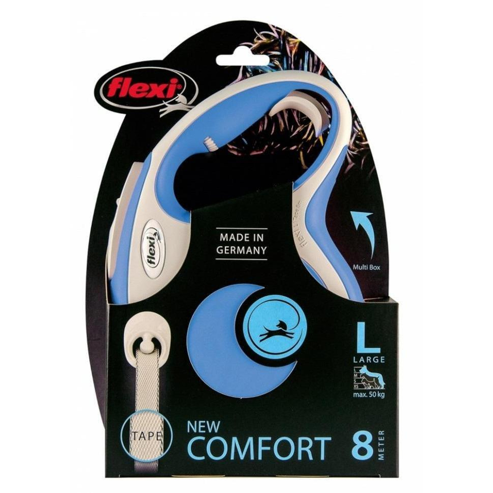 FLEXI Рулетка NEW COMFORT L ремень 8 м до 50 кг, синий