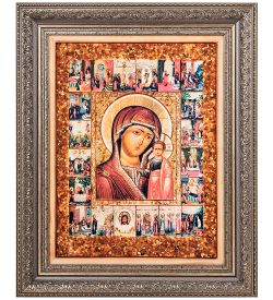 AMB-12/17 Икона «Казанская Божией Матери» (с янтарной крошкой) 45х55см