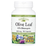 Natural Factors, Herbal Factors, листья оливкового дерева, 500 мг, 90 капсул