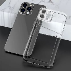 Мягкий защитный чехол для телефона iPhone 14 Pro, с двойным отделением под визитки и карточки