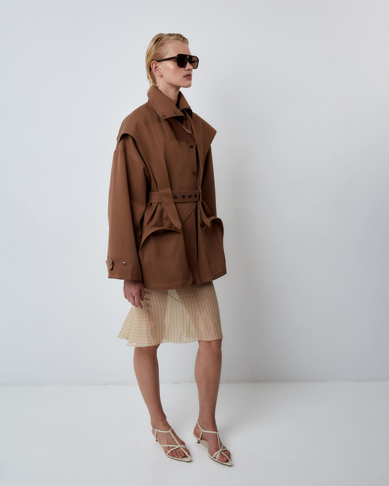 Тренч на молнии из хлопка Стелла Маккартни корица