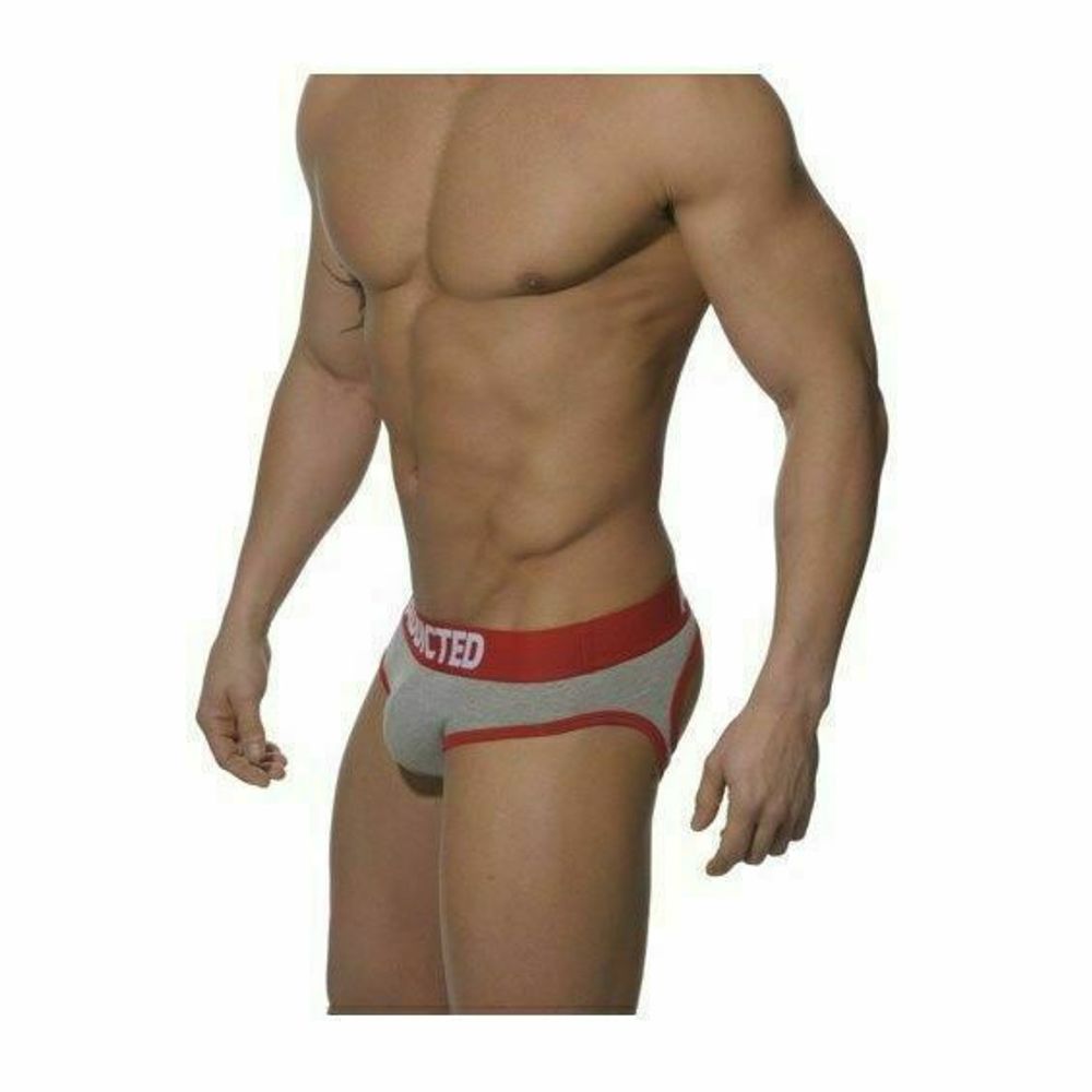 Мужские трусы джоки серые с красной резинкой Seobean Addicted