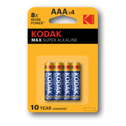 Батарейки Kodak LR03-4BL MAX SUPER Alkaline [K3A-4]