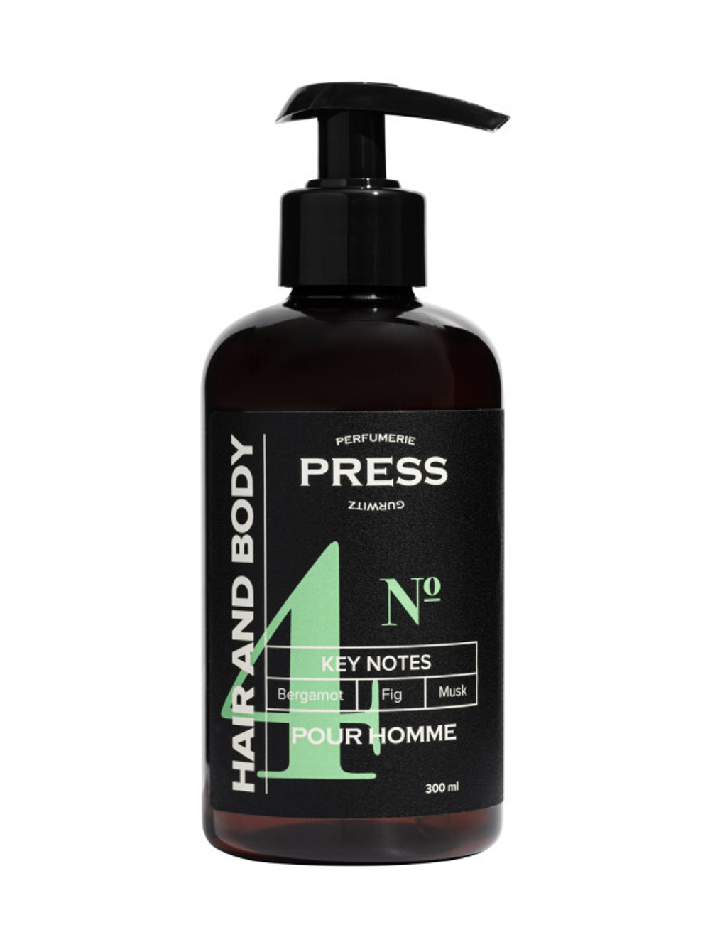 Мужской шампунь-гель 2 в 1 для волос и тела №4 300 мл PRESS PGPRM4001