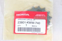 23801-KWW-740. SPROCKET, DRIVE (14T). Drive sprocket Honda Wave, Dream, Supercub, CRF110 (chain 420). 420-14T