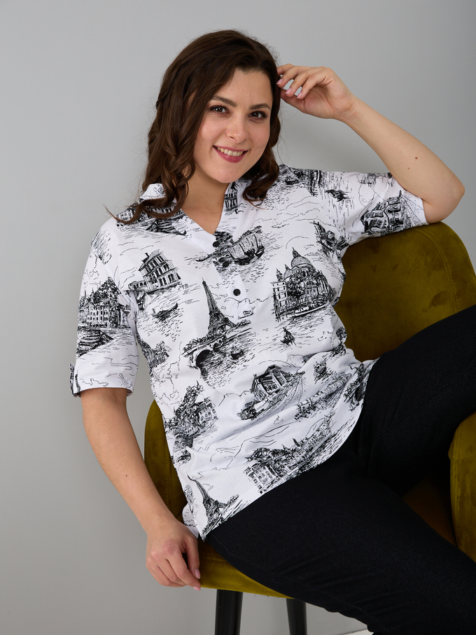 Блузка БЛ-122/белый-города