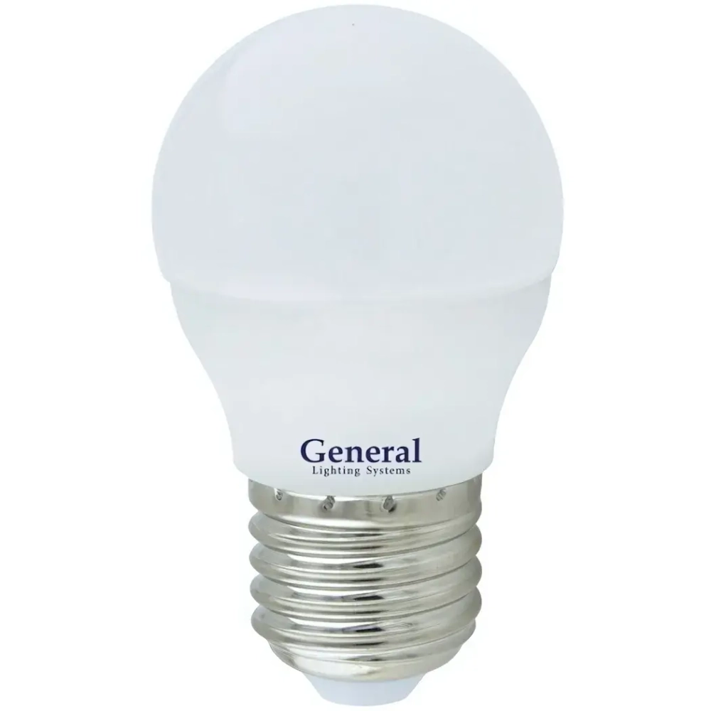 Лампа светодиодная GENERAL, Е27, 10Вт, G45 (шар), 220В, 840Лм, 4500К (10/100)