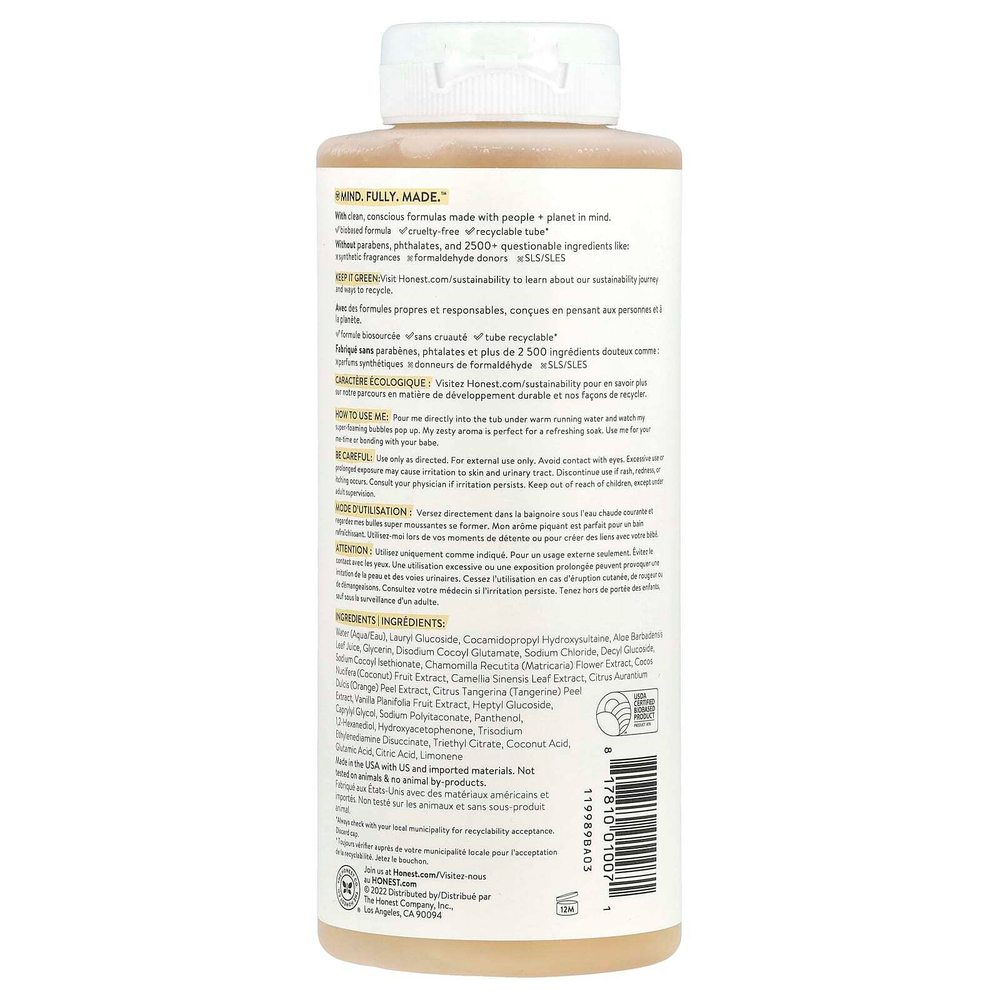 The Honest Company, Refresh ™, пена для ванн, цитрусовая ваниль, 355 мл (12 жидк. Унций)