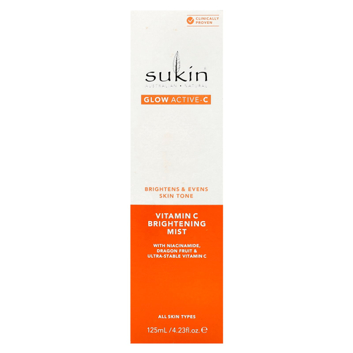 Sukin, Glow Active-C, осветляющий спрей с витамином C, для всех типов кожи, 125 мл (4,23 жидк. Унции)