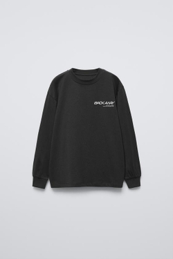 ZARA ЛОНГСЛИВ С НАДПИСЬЮ, АНТРАЦИТОВО-СЕРЫЙ