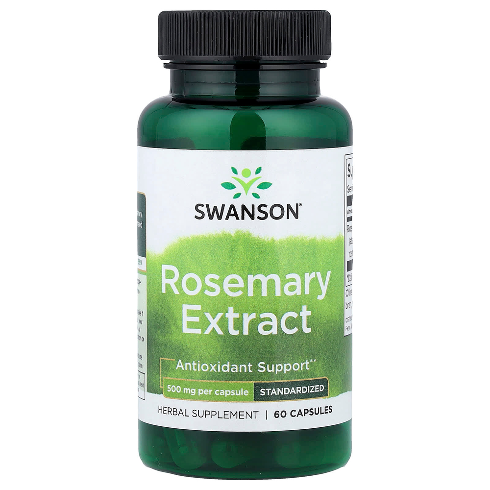 Swanson Vitamins, экстракт розмарина, стандартизированный, 500 мг, 60 капсул