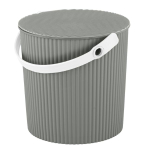 Ведро-универсал 10 л с крышкой, ребристая поверхность цвет серый