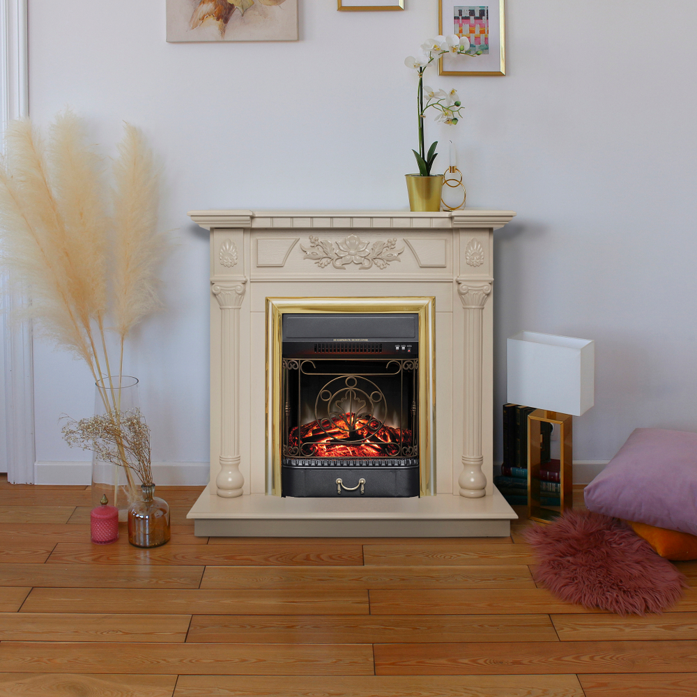 Каминокомплект Real Flame Dacota WT с очагом Majestic Lux Brass